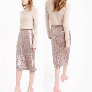 J.Crew Rose Gold Sequin Pencil Skirt Size 2